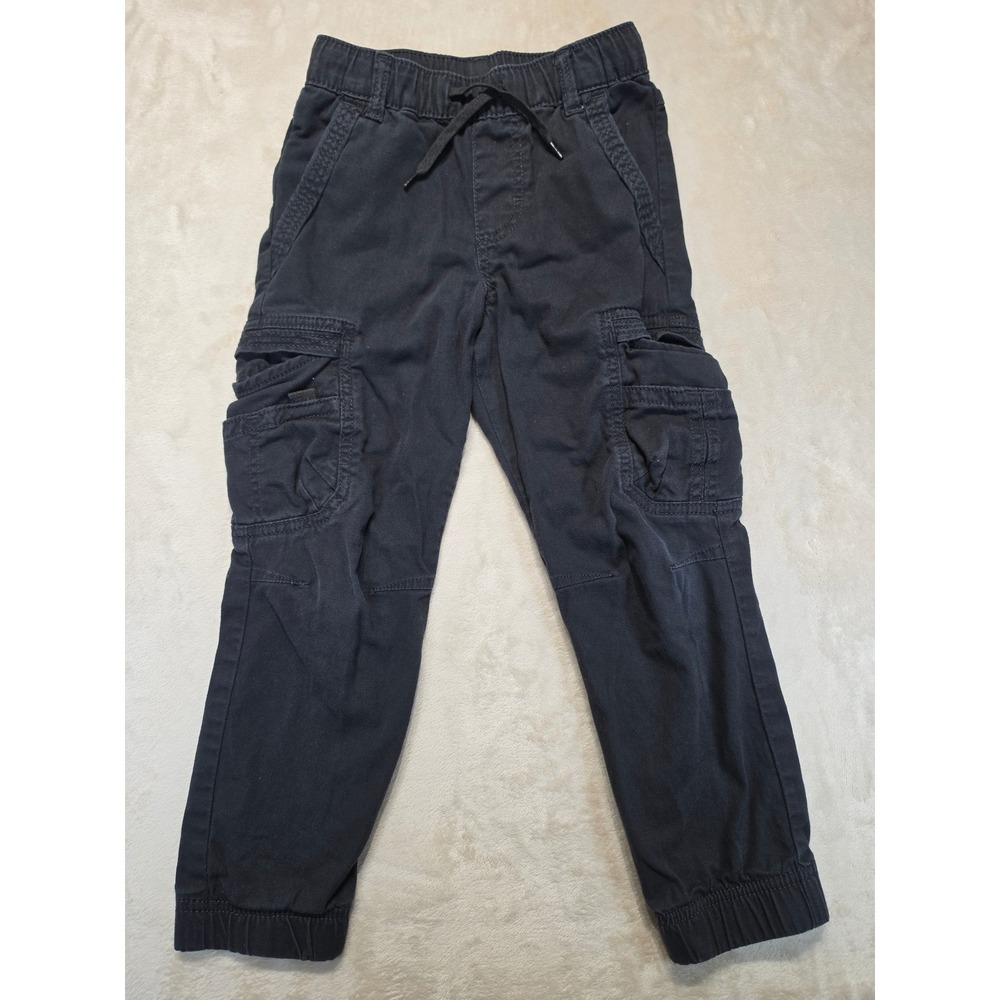 Wrangler Boys Black Cargo Jogger Pants Slim Fit Size 6 Elastic Waist Drawstring